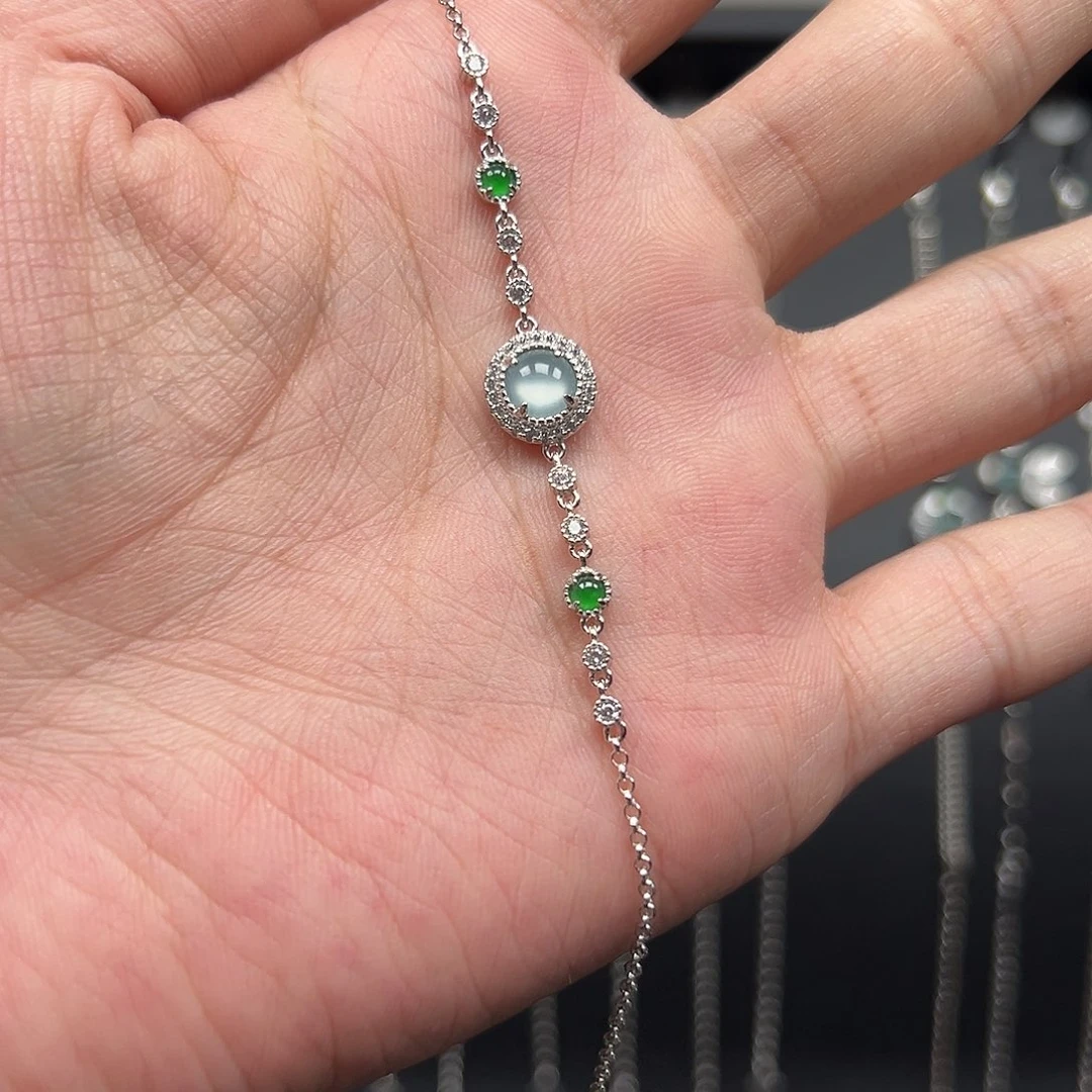 翡翠银S925镶嵌手链