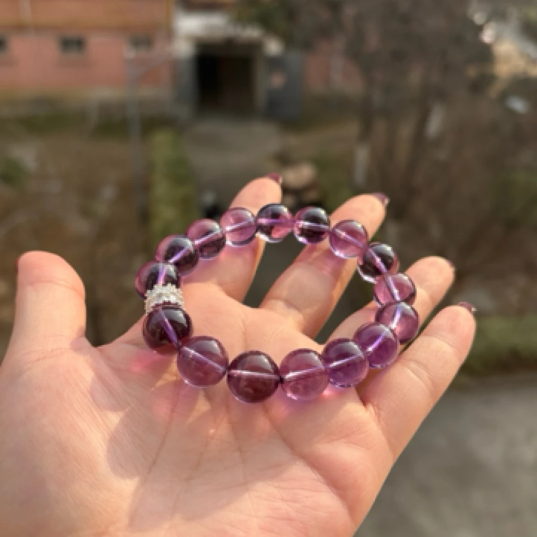 天然紫水晶手串单圈12㎜➕
