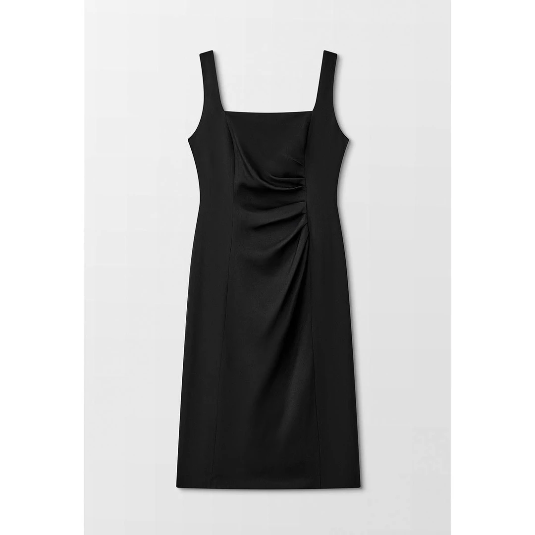 FALEMIG-萝家春夏简约通勤百搭小黑裙Y08200