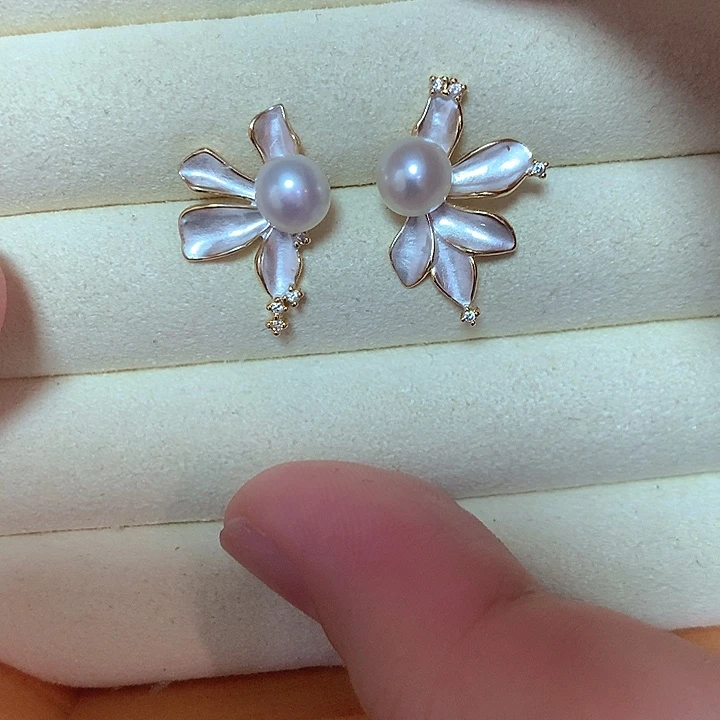 合金淡水珍珠耳饰