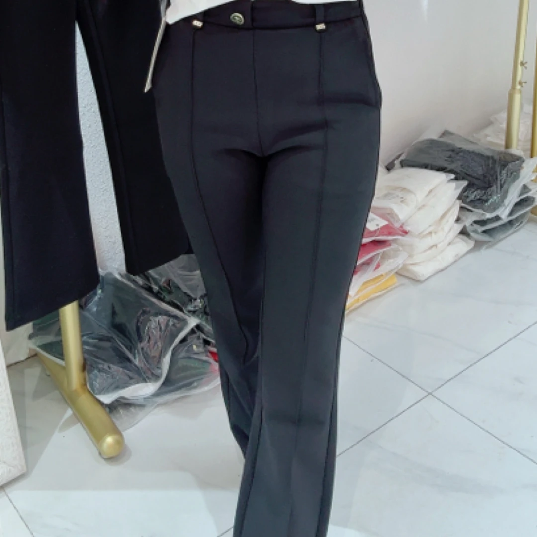 女士夏季薄款高腰显瘦百搭微喇西装裤