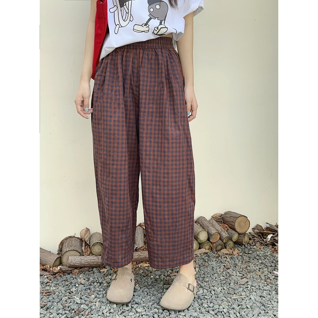 【主播推荐】女士新款格子萝卜裤163（2）