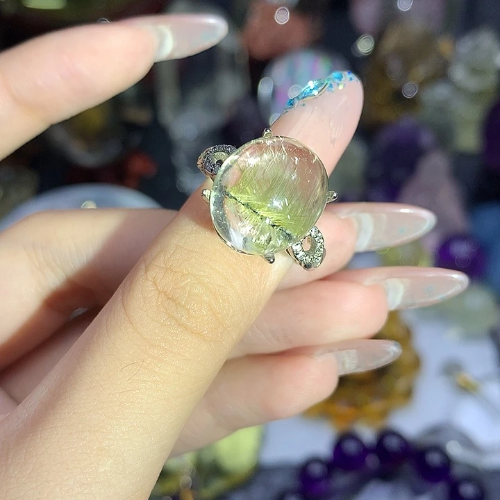 未镶嵌珠宝半成品水晶发晶戒指