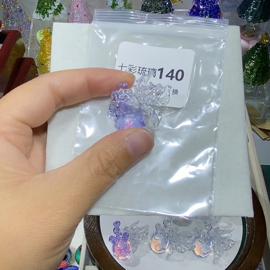 甜***儿玻璃颈饰140鸢尾花心脏