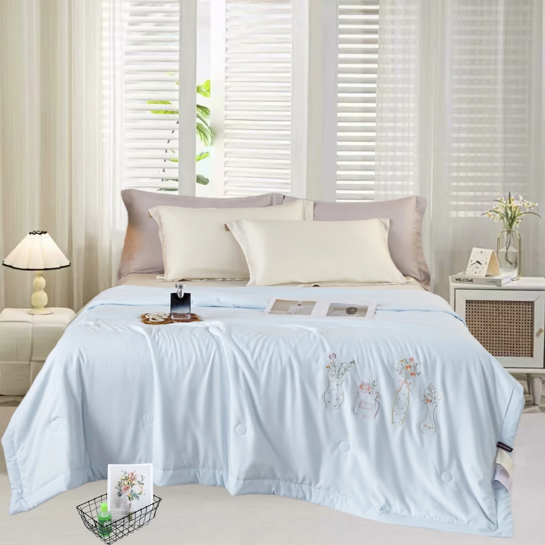 夏季首选 花瓶 绣花夏被 裸睡 丝滑