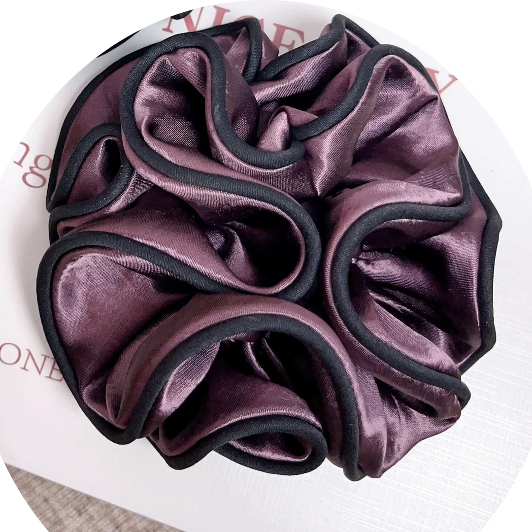 日韩女发圈ins发饰缎面优雅韵味紫色气质头饰净面简约风饱满百搭