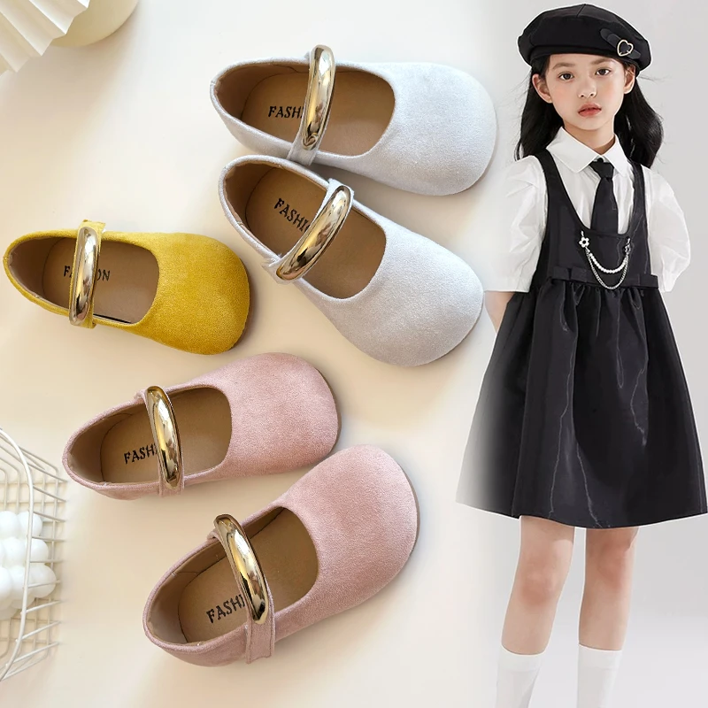 2025春季新款时尚小女孩百搭公主鞋女孩演出小皮鞋女童勃肯鞋单鞋