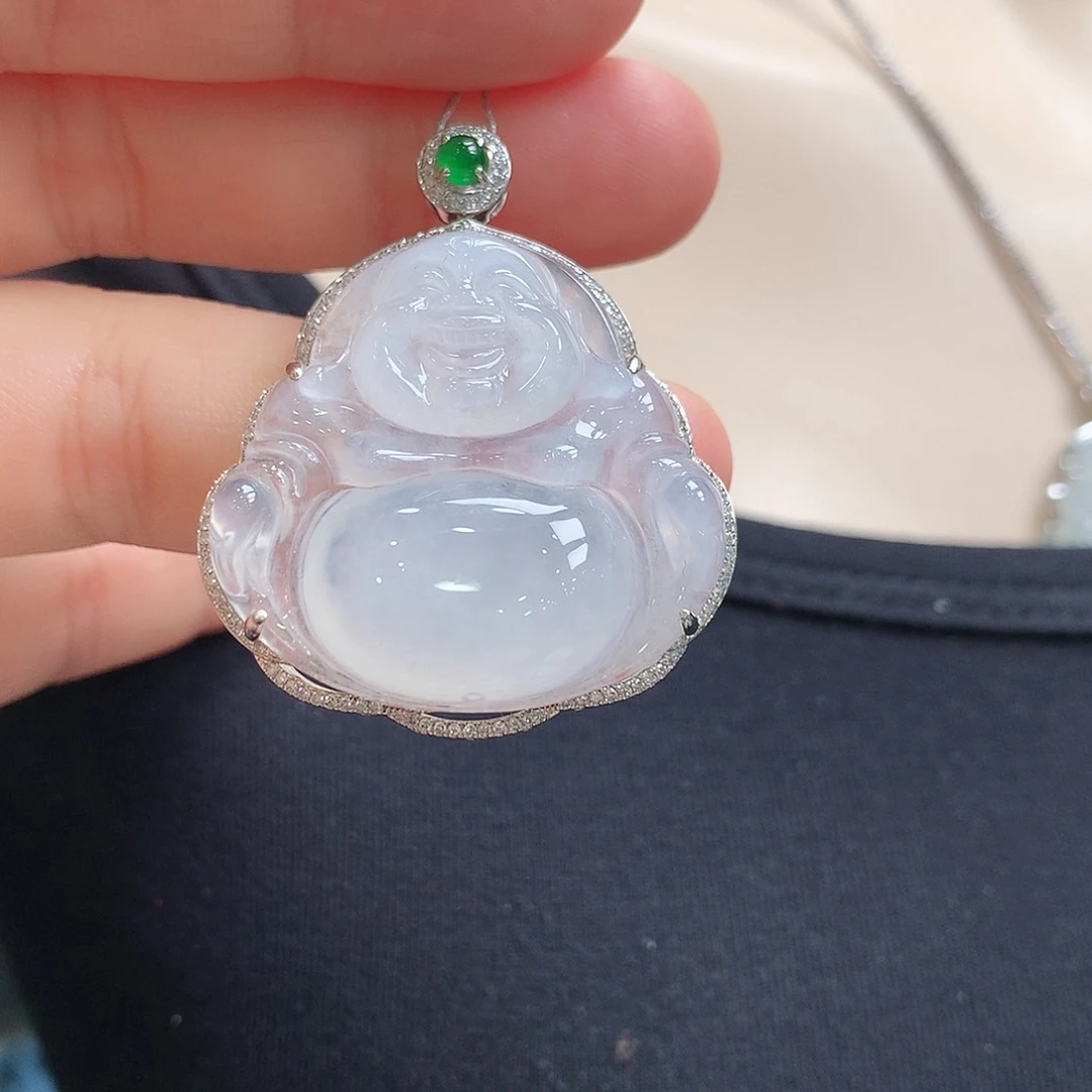 翡翠18K金镶嵌颈饰佛公