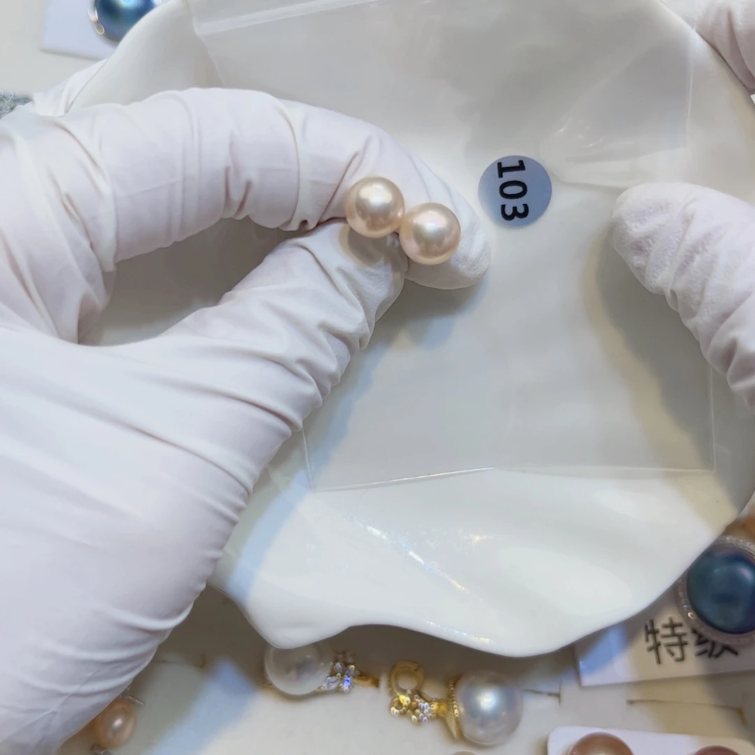 银S925镶嵌淡水珍珠耳饰