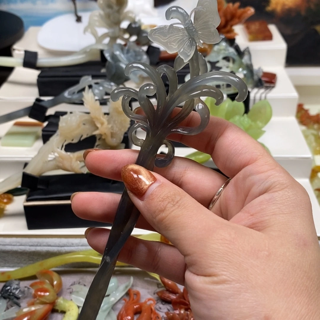 蛇纹石玉未镶嵌发饰