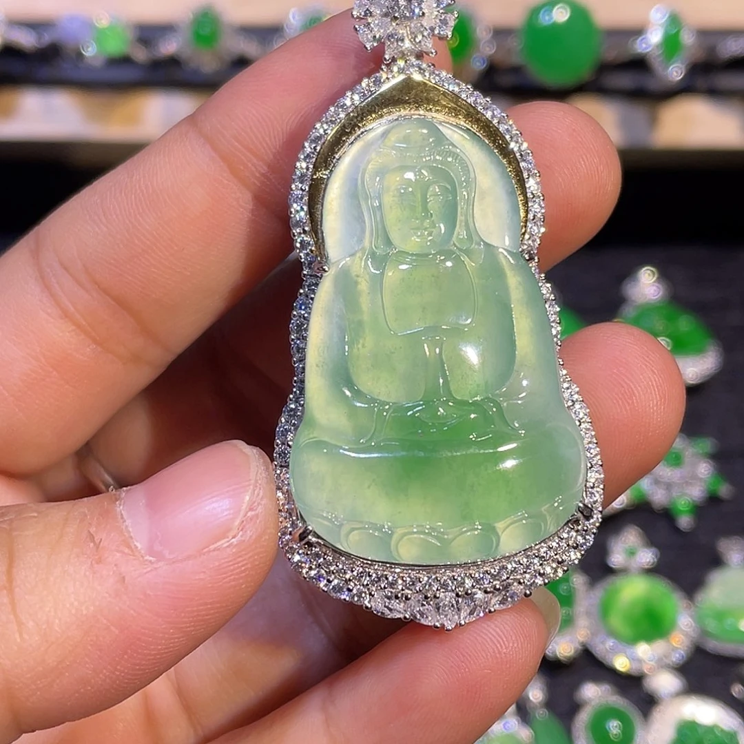 翡翠银S925镶嵌吊坠(不含链)