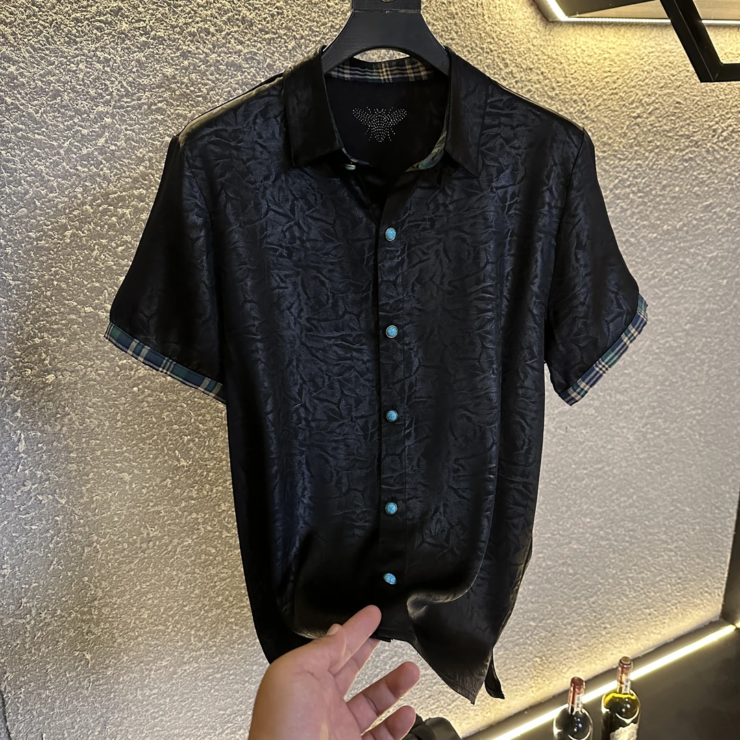 新款2025设计师款男士夏季短袖衬衫速干百搭老前锋款式