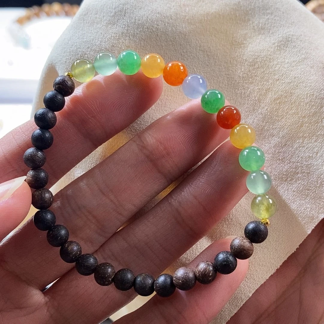 散珠翡翠冰彩手串