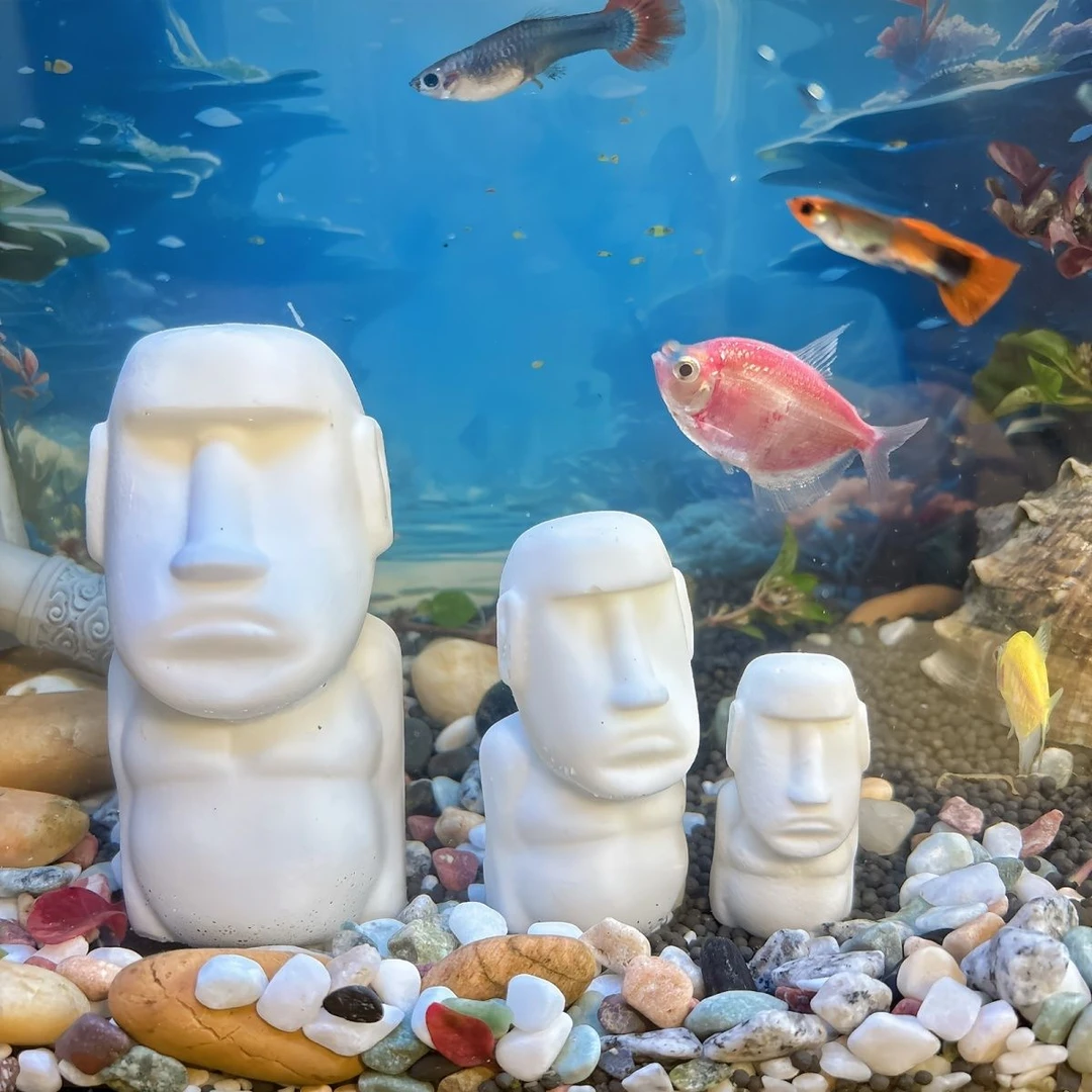 摩艾石像复活节岛趣味摆件可爱造景水族鱼缸装饰室内户外原创家居