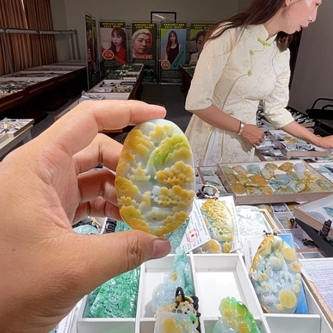 翡翠未镶嵌颈饰一个