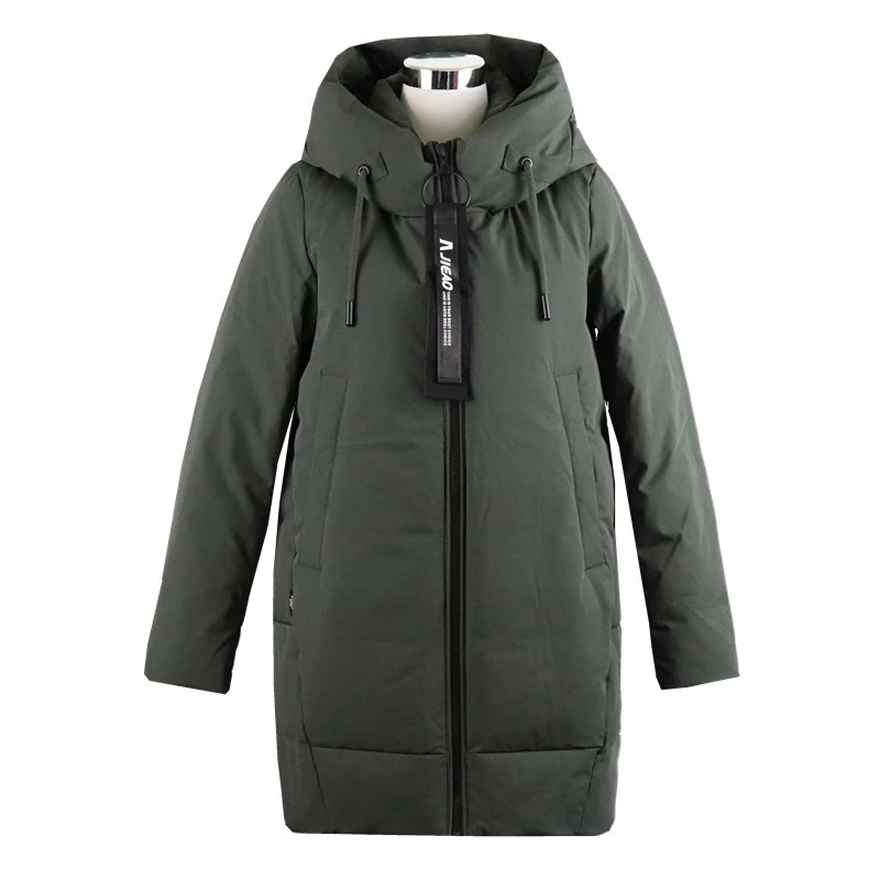 杰奥羽绒服女新款中老年加厚茧型中长款连帽休闲冬白鸭绒7981306