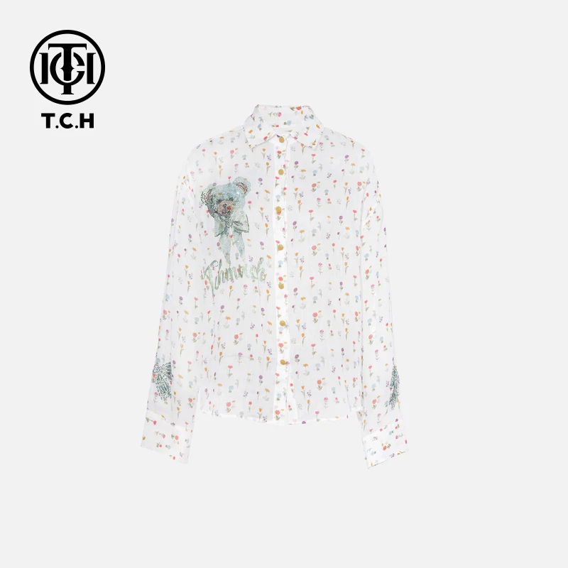 TCH私服烫钻工艺新时尚淑女百搭新潮流衬衫女T75B13E5013轻奢tch