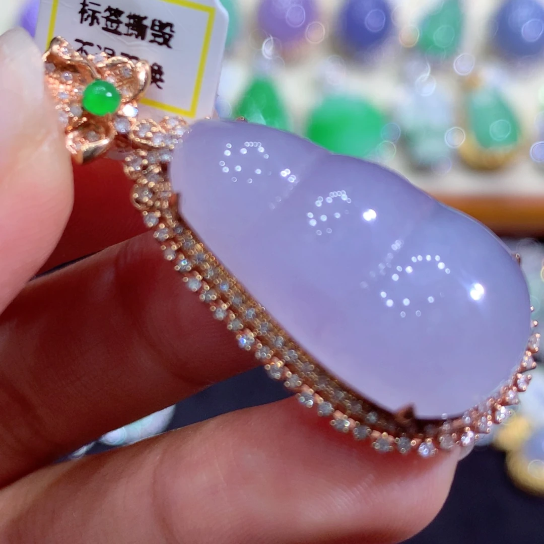 翡翠18K金镶嵌吊坠(不含链)