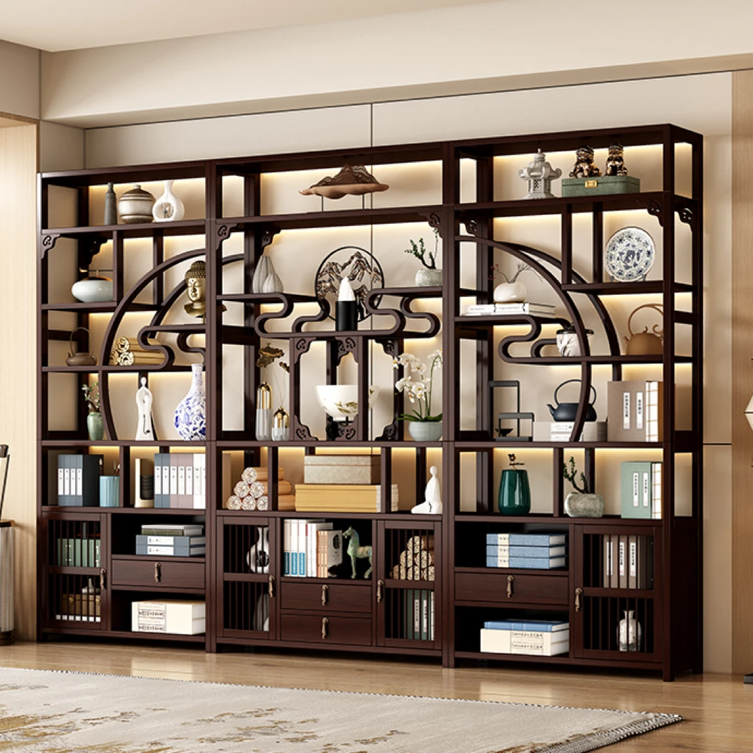 新中式置物架酒柜架博古架大型茶叶架收纳架茶酒室展示柜多宝阁