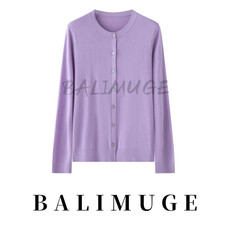 【85/15丝羊绒开衫】康赛妮60S新款丝绒圆领百搭薄款女士开衫625