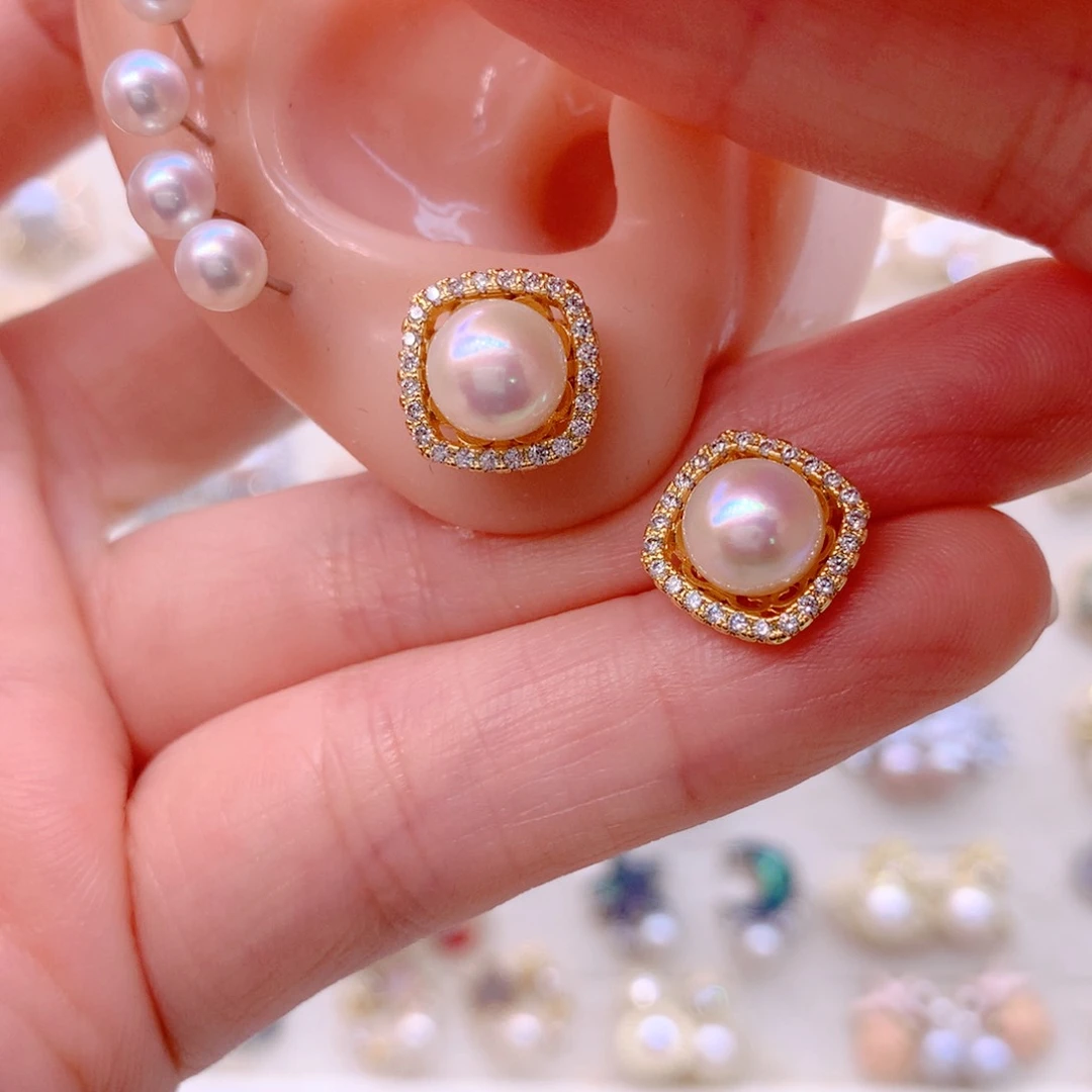 合金淡水珍珠耳饰