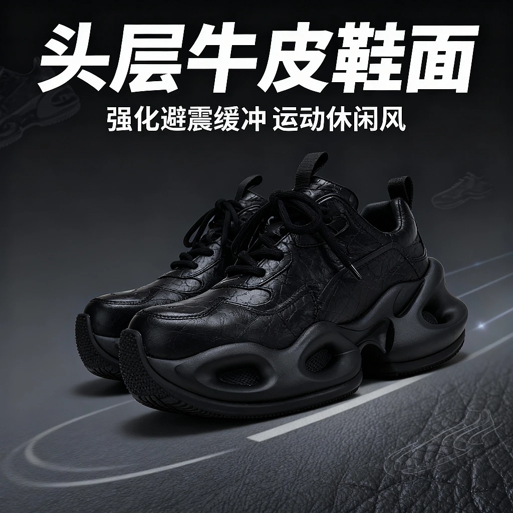 uandi原创25年秋冬新款百搭运动休闲厚底纯皮增高慢跑老爹鞋推荐