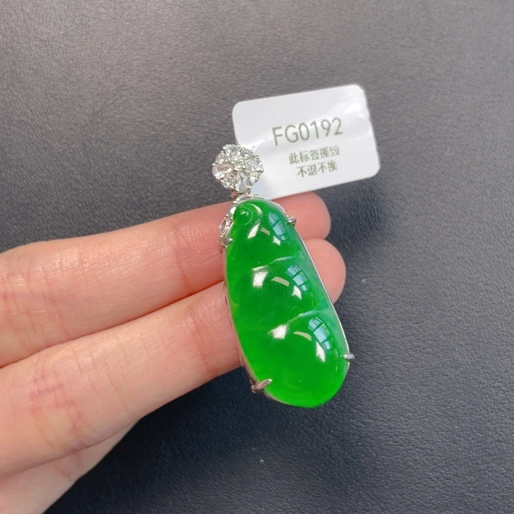 吊坠(不含链)银S925镶嵌翡翠