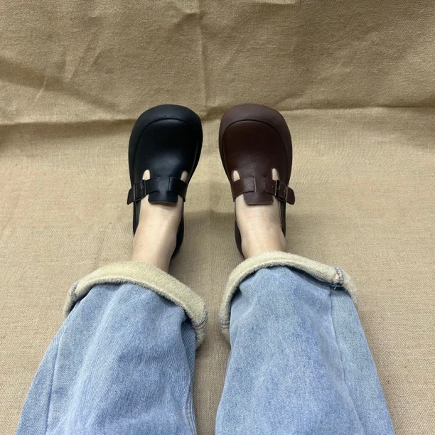 2025春秋新款头层牛皮软底复古风柔软舒适百搭休闲女鞋7716-20