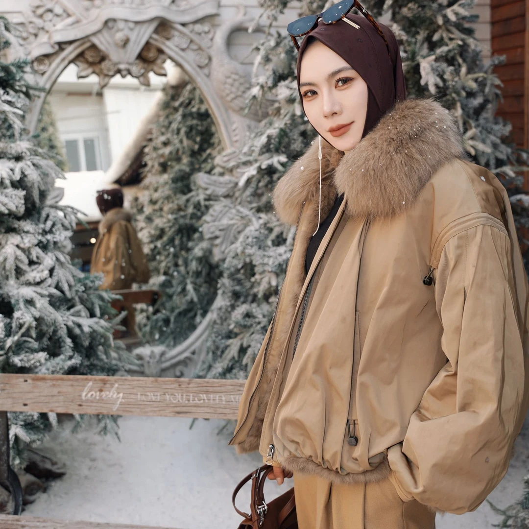 乙丝玛大毛领内胆全毛皮草