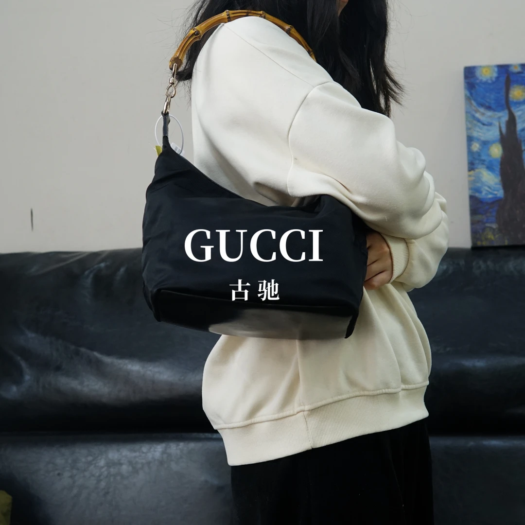 95新 GUCCI/古驰 黑色竹节单肩包/JJ02615316/5316