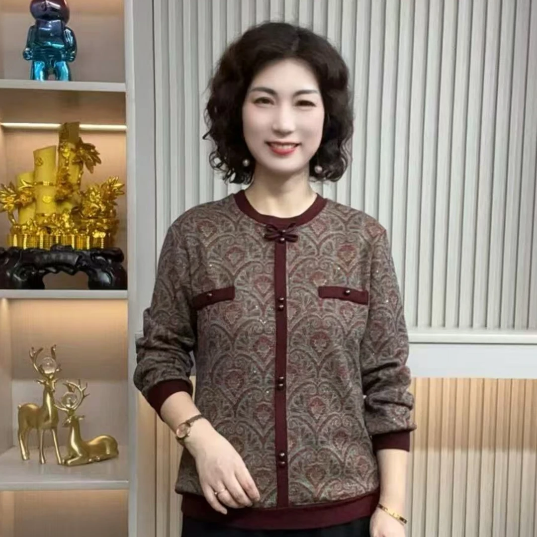 妈妈装流行时尚潮牌女装宽松冬装加绒冬款内搭独特漂亮装休闲长袖