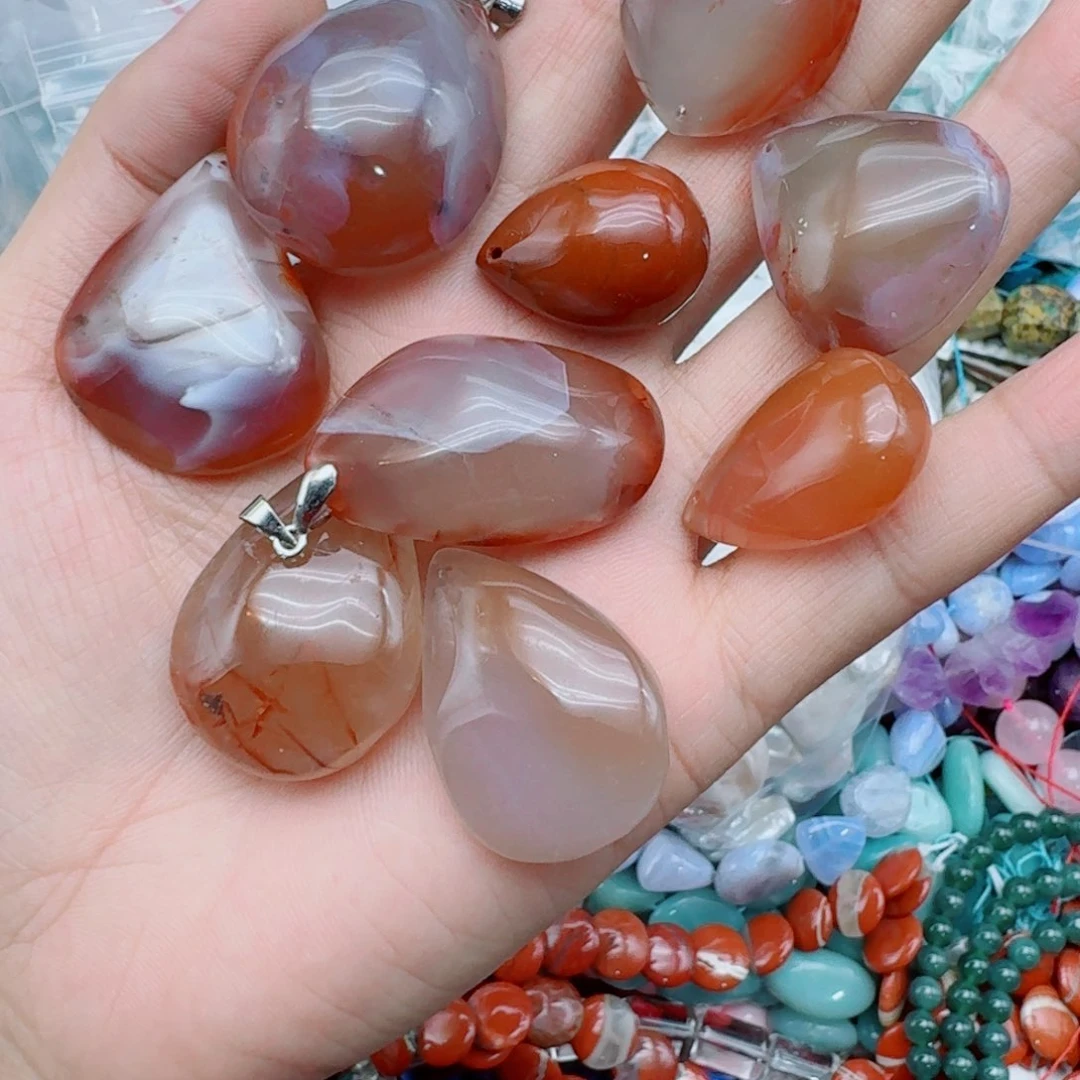 玛瑙/玉髓合金珠宝半成品南红吊坠一个
