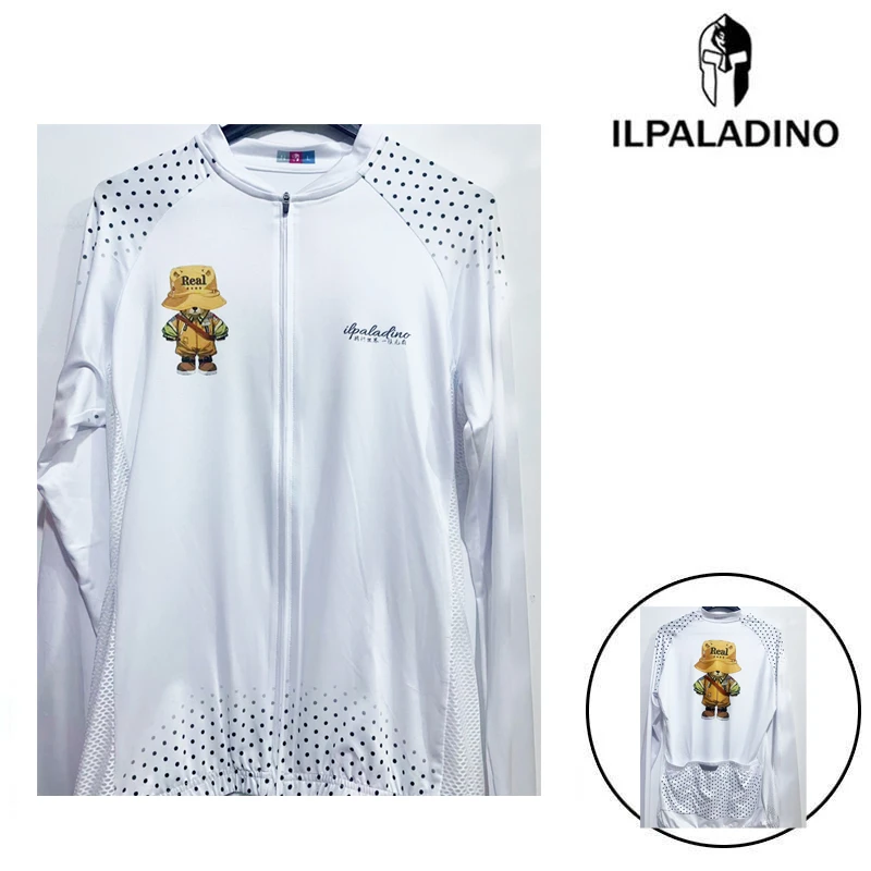 SQ 225【白色帽子熊牛奶丝拼接长袖男士】ILPALADINO专业骑行服