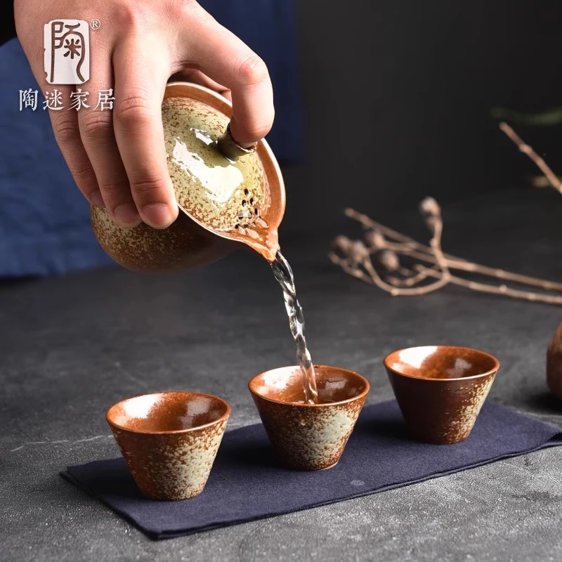户外快客杯旅行茶具套装便携包收纳包一壶三杯功夫茶具窑变壶