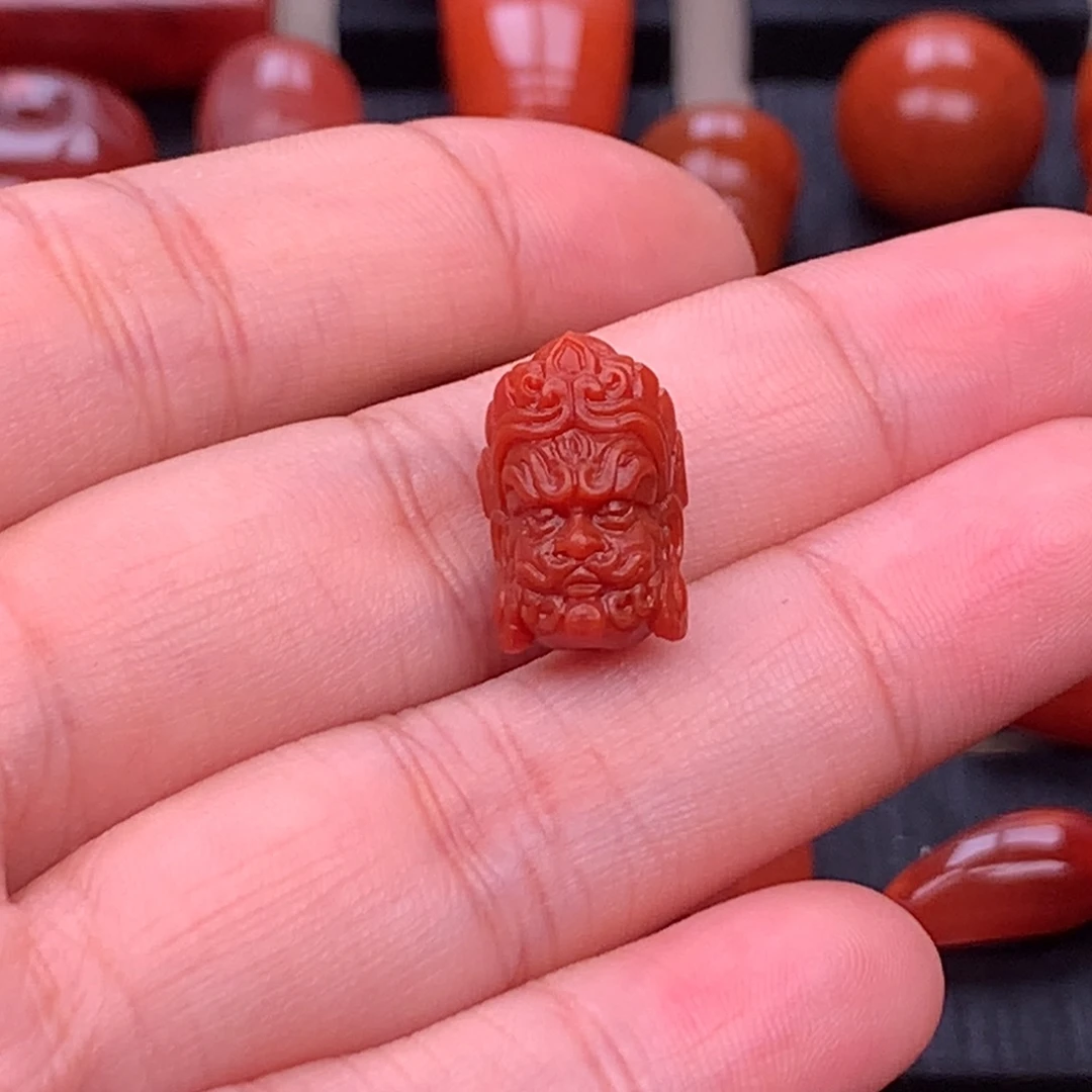 南红玛瑙未镶嵌川料原矿精工黄财神11mm