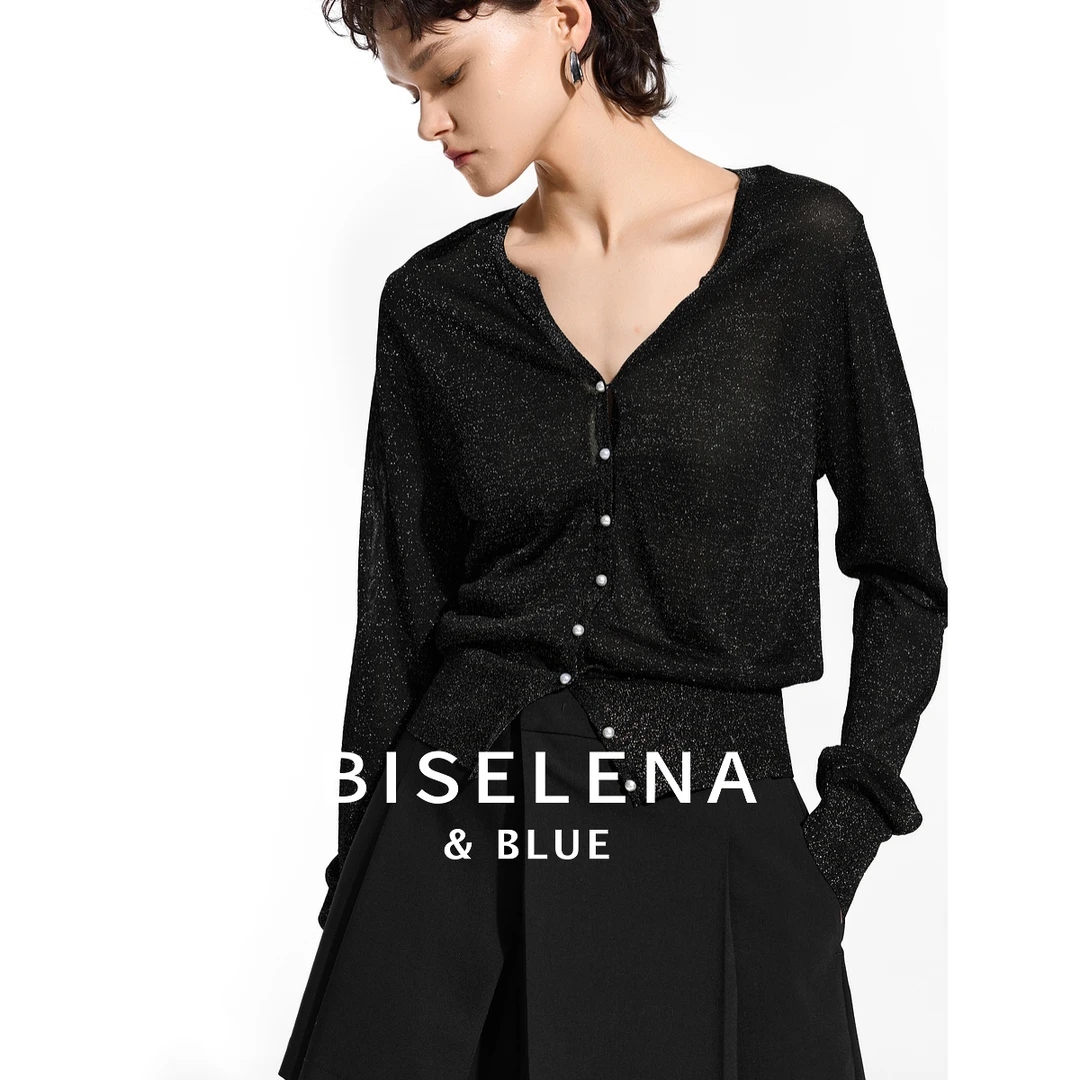 1726贝茜妮法式长袖针织衫女新款设计感薄款百搭v领气质上衣