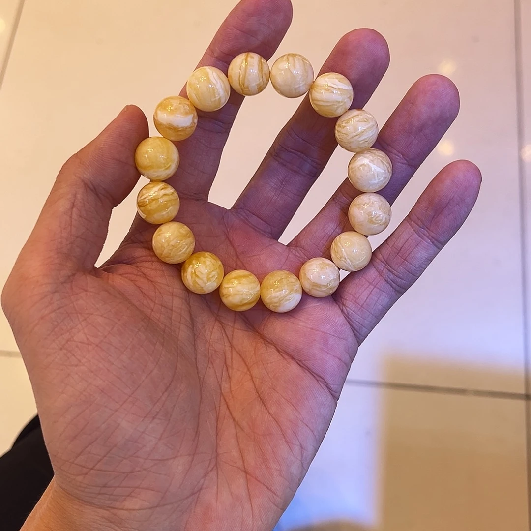 东***城手串蜜蜡未镶嵌蜜蜡手串细纹虎皮12mm大