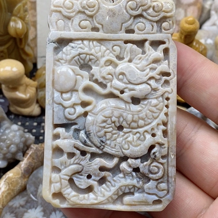 颈饰未镶嵌硅化珊瑚（珊瑚玉）有瑕