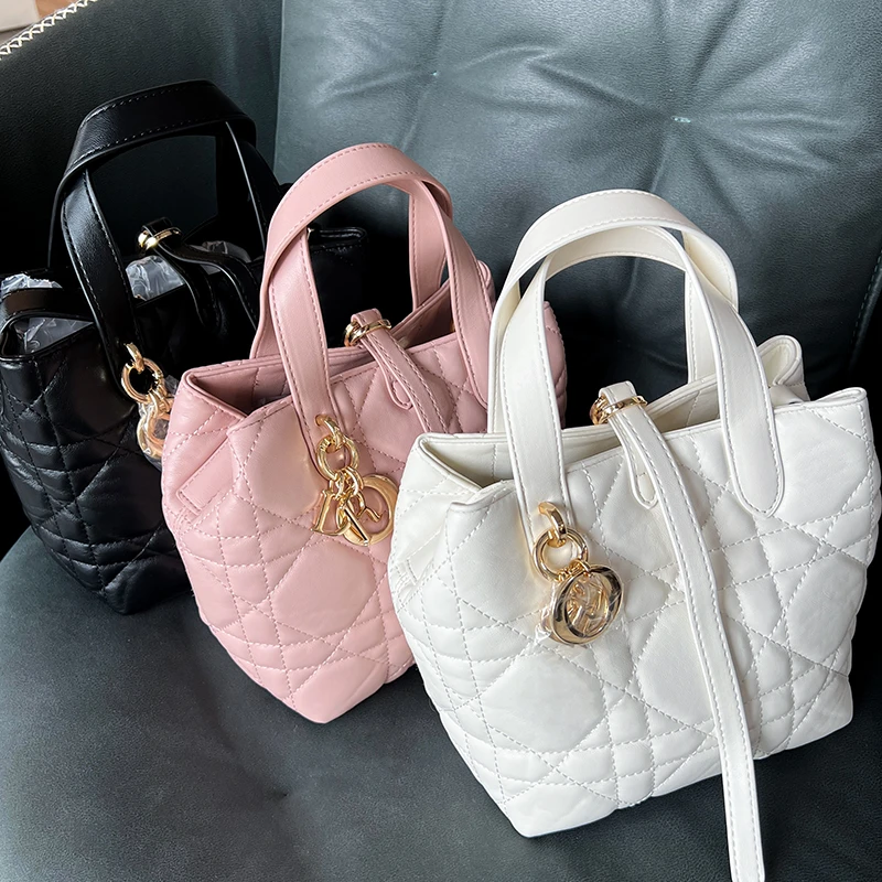 DORL/朵伦明星同款菱格戴妃包手提托特包大容量腋下单肩土著包