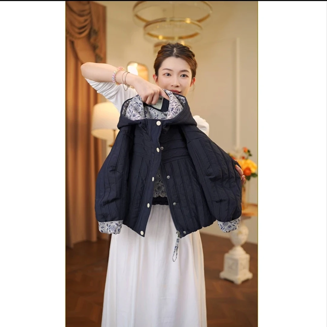 女童夹棉外套秋冬2025新款加厚二棉格子拼接棉服保暖轻薄棉袄洋气