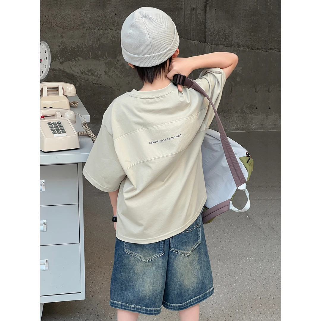 【现货】夏装儿童韩版时尚简约字母印花休闲两色短袖T恤CC1028-BXX1