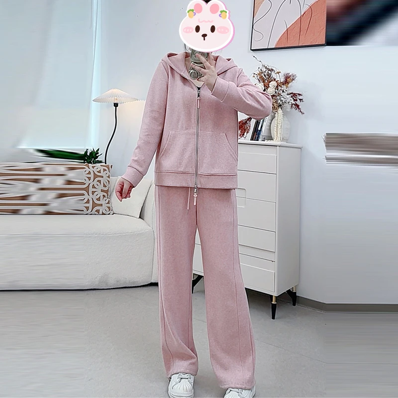 设计感时尚套装女2025秋季新款宽松连帽上衣休闲裤简约通勤两件套