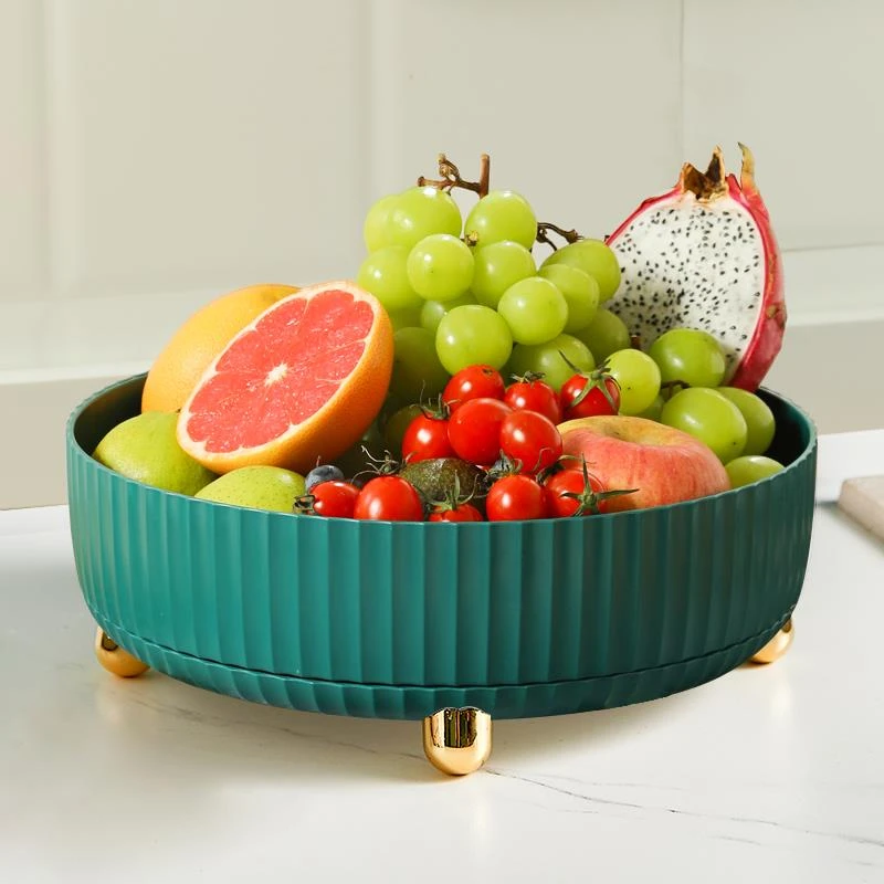 可旋转水果盘家用客厅茶几简约现代创意果盘干果零食大容量收纳盘