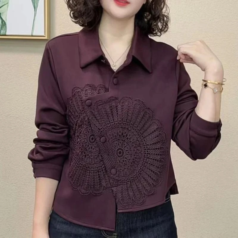 【贵气轻奢曼巴棉】2025秋季新款显瘦气质洋气百搭拼接打底上衣衬衣