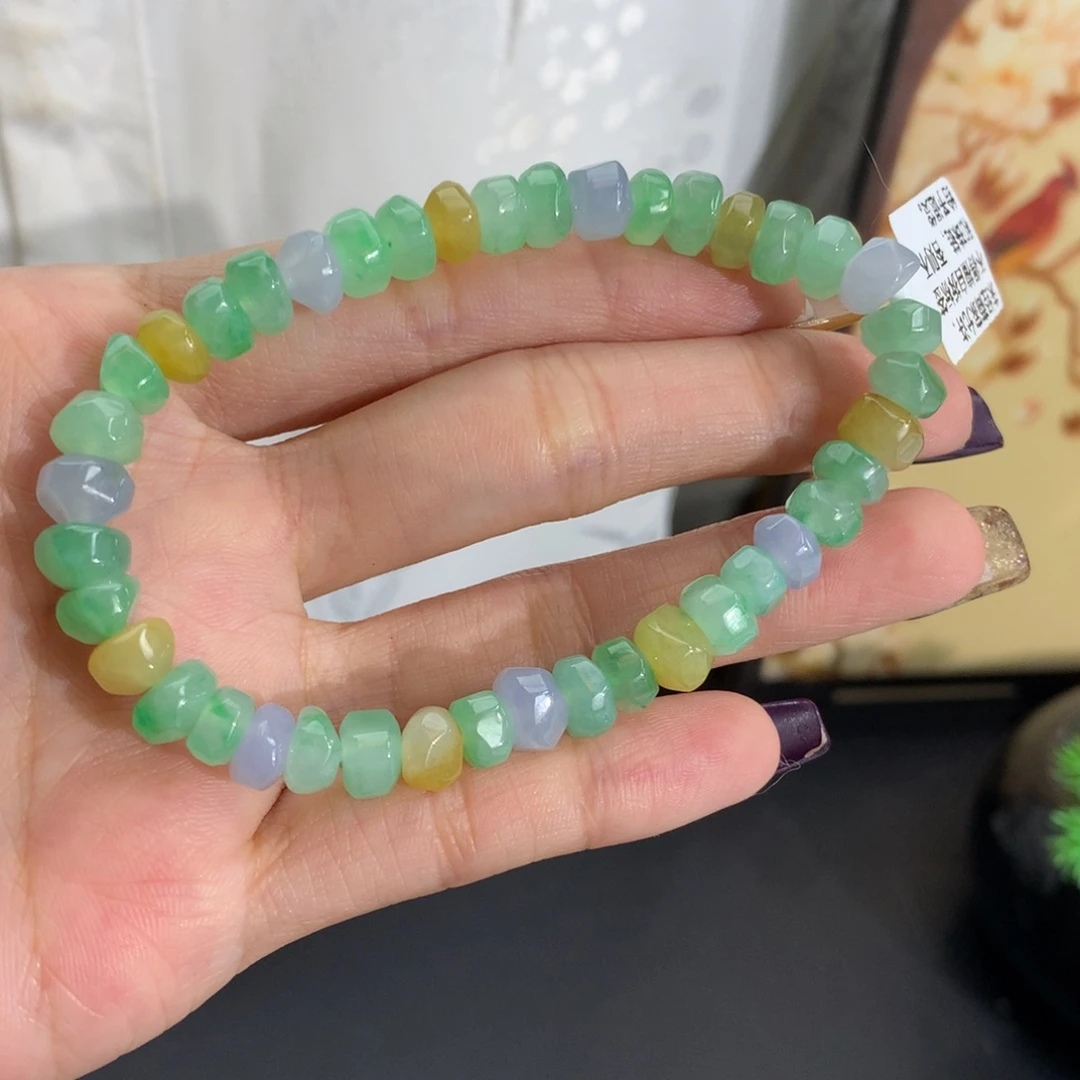 翡翠未镶嵌手串冰胶随形多宝手串