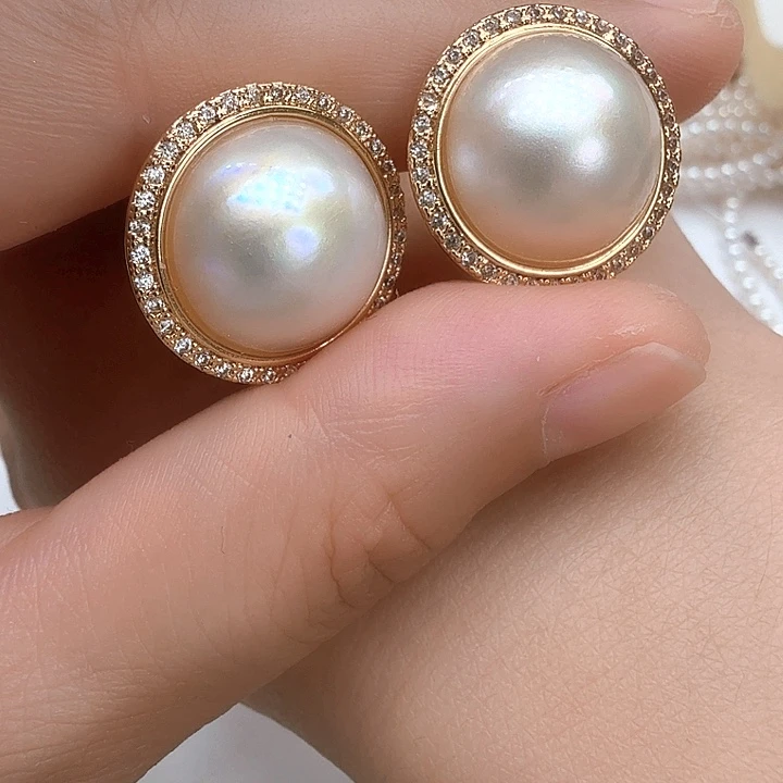 耳饰未镶嵌拼合珍珠（马贝珠）