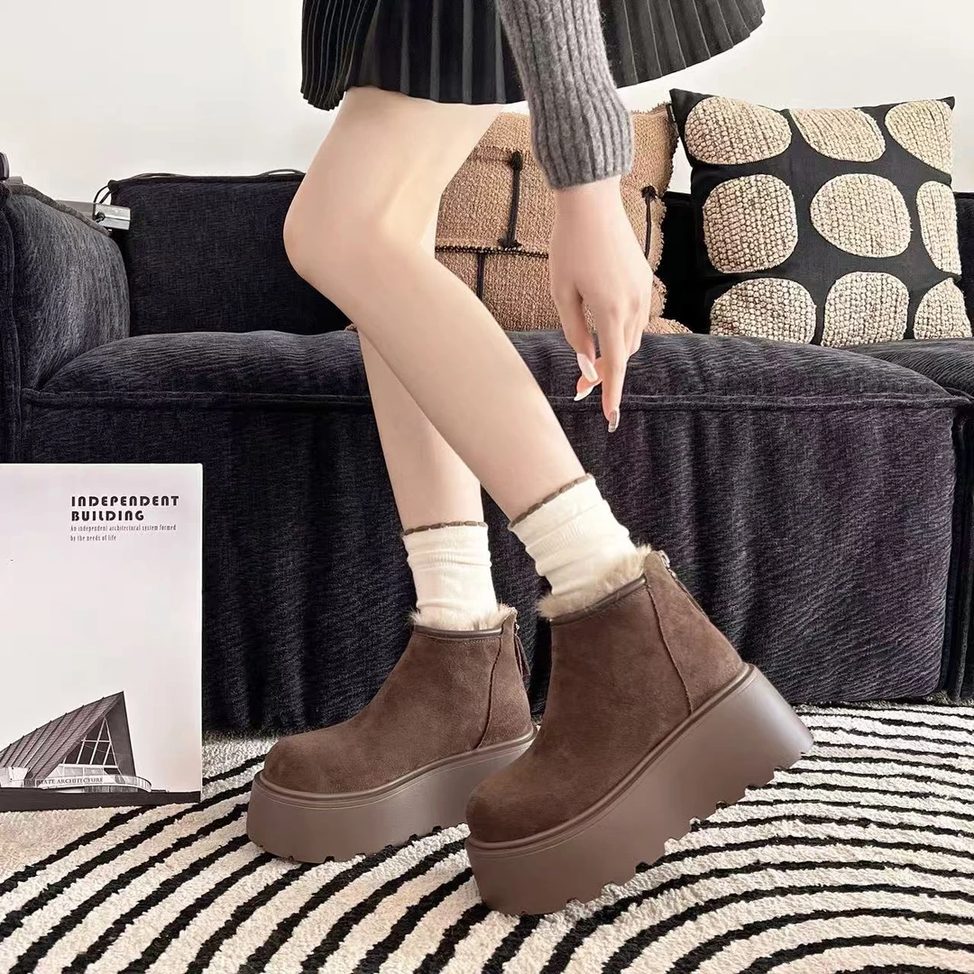 增高女款加绒短靴新款冬季加厚保暖棉鞋M2551