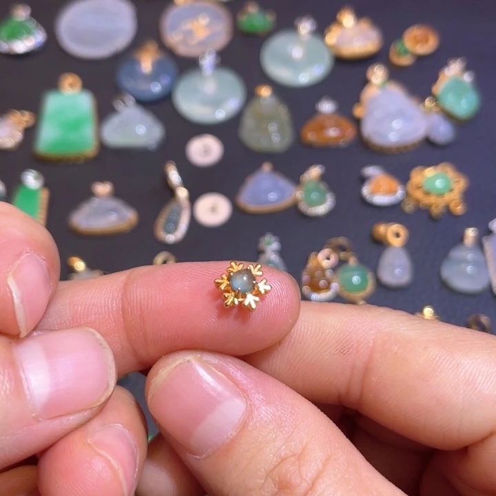 翡翠银S925镶嵌吊坠(不含链)天然翡翠