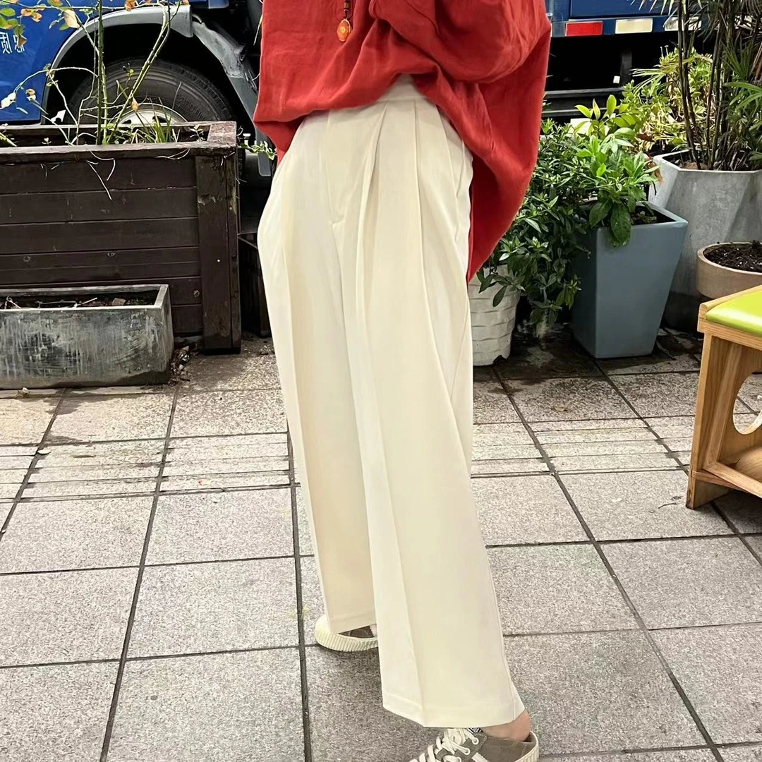 ML2829春季新款宽松直筒西装休闲长裤
