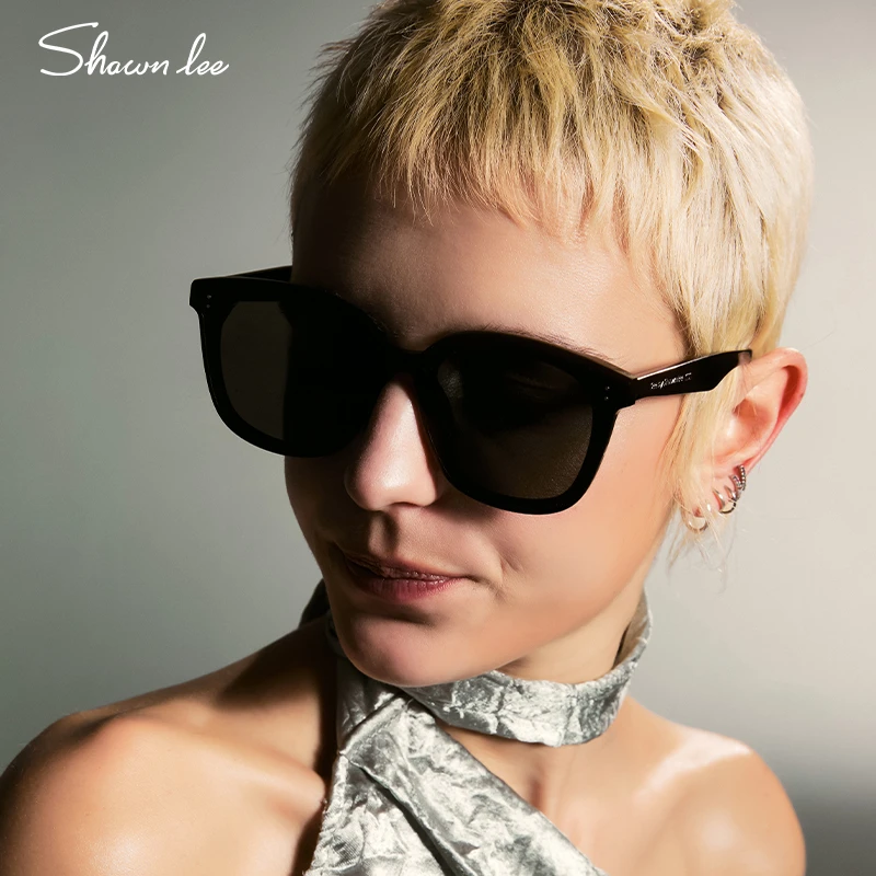 Shawnlee潮酷黑色方框墨镜女夏大脸显瘦时尚板材太阳镜男款潮防晒